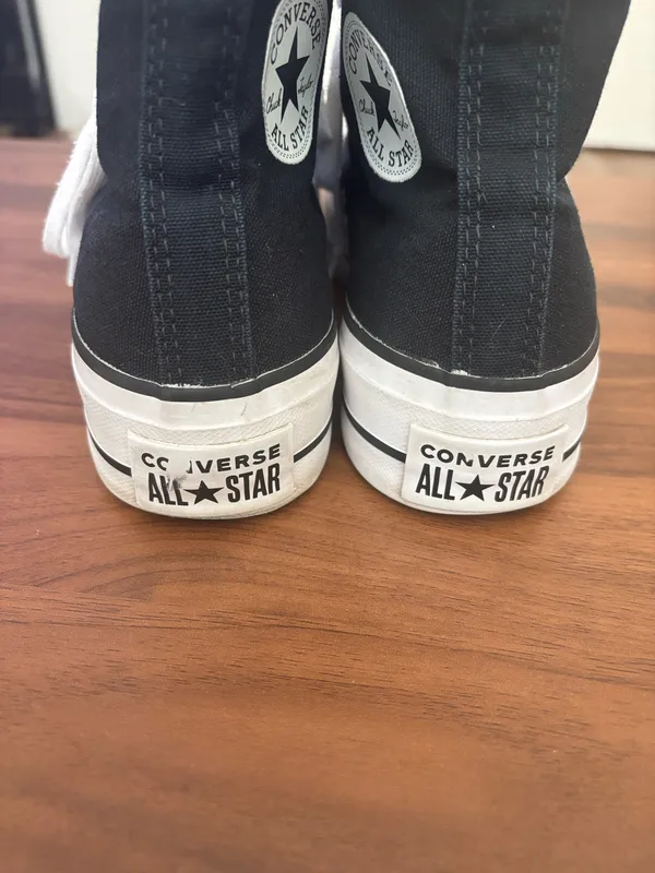 Converse Black and White High-Top Canvas Sneakers With Thick Sole - Image 3