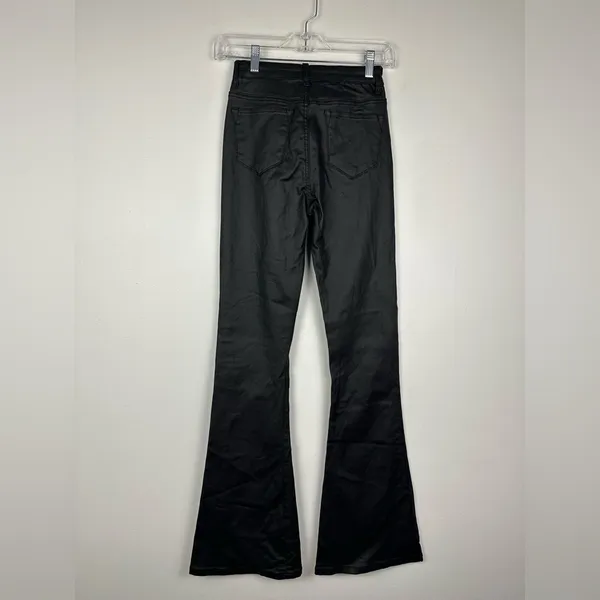 Edikted Womens Pants Size S Black‎ Faux Leather High Rise Wide Leg Flared - Image 6