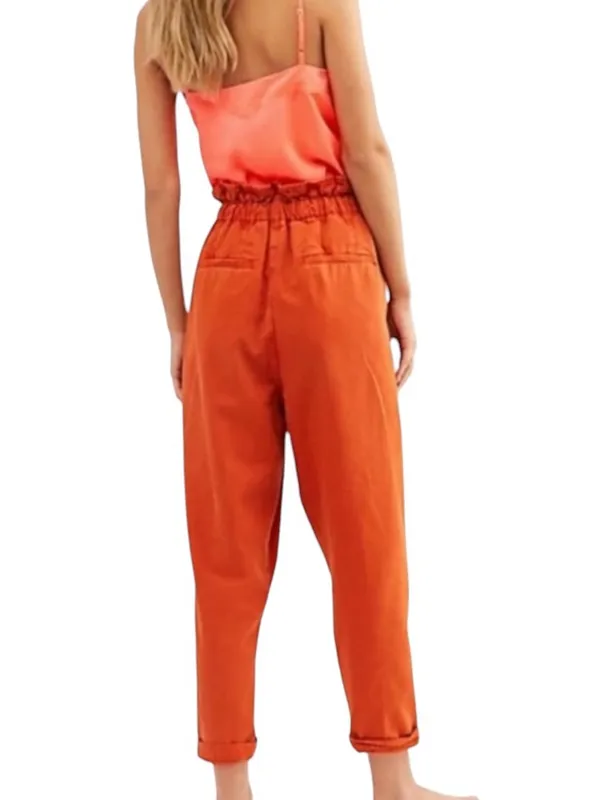 Free People Margate Pleated Trouser Pants Bird of Paradise Orange Size S - Image 5