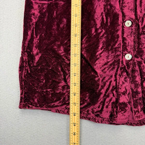 J. Jill Womens LT Tall Burgundy Crushed Velvet Pintuck Button Front Tunic Top - Image 5