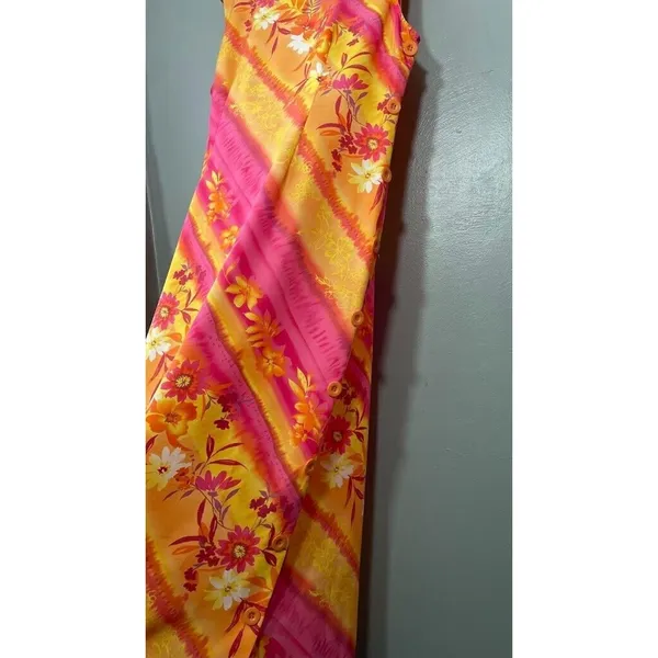 Spago Dress Size 16 Flower Power Bright Dopamine Floral Sleeveless Festival 60s - Image 3