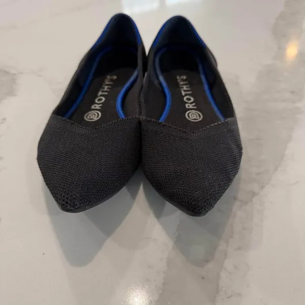 Rothy's The Point Black Solid Blue Halo Ballet Flat Women's 7.5 Slip On Comfort - Image 6