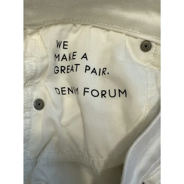 Aritzia Denim Forum Jeans Sz 25x28L Twiggy High Rise Flare White Retro Festival‎ - Image 7