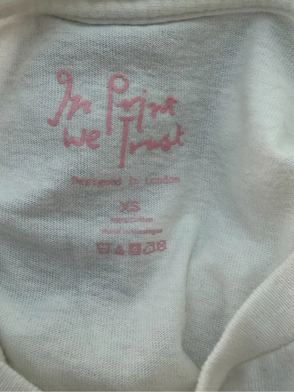 In Print We Trust White Cat Graphic Tee Size XS - Image 8