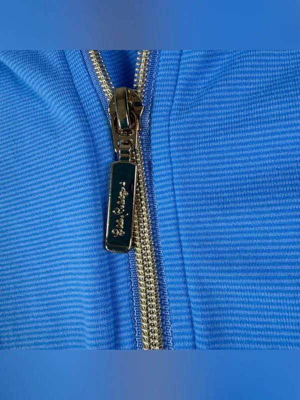 Lilly Pulitzer Luxletic Kapri Full Light Blue Zip Up Gold Accents Women's Size M - Image 6