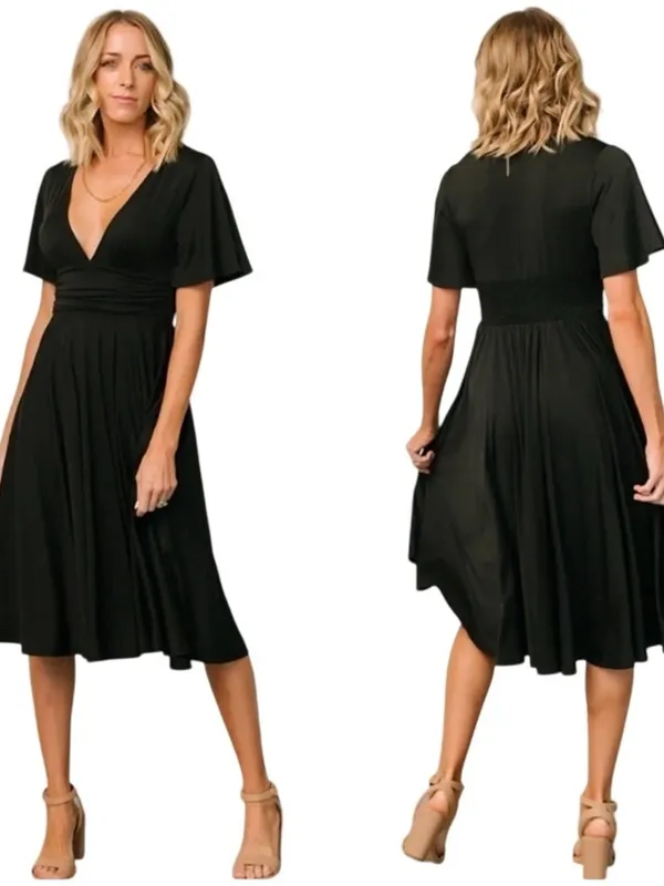 Baltic Born NWT Janette Midi Dress Sz M Black Boho Chic Feminine Flowy Romantic - Image 3