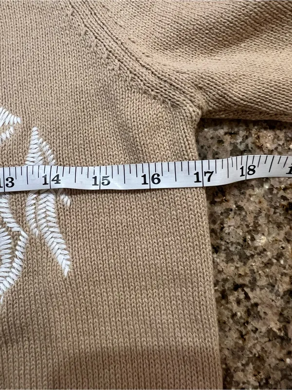 ABLE Marlee Horse Embroidered Puff Sleeve Sweater Beige Approx S NWOT - Image 7