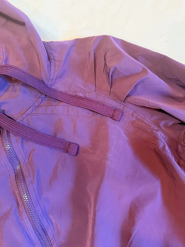 Gap Purple Hooded Utility Rain Jacket Women’s Small Drawstring Waist - Image 5