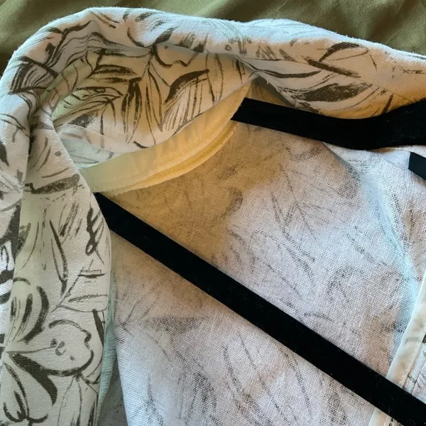 Briggs New York Tropical Leaf Print Linen-Blend Blazer Size M Sage Green - Image 8