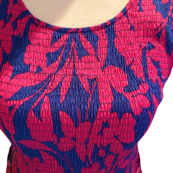 Abel The Label Pink Blue Floral Smocked Tiered Maxi Dress‎ Ruffle Sleeve Medium - Image 7