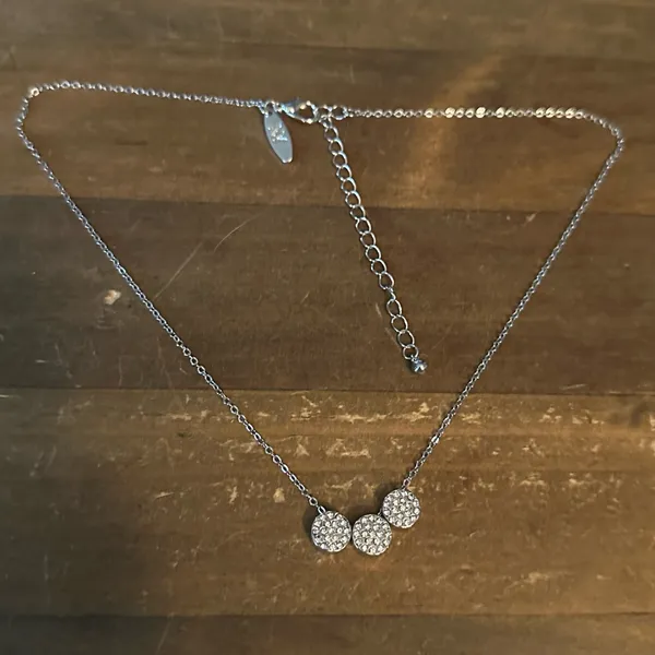 NY Collection silver tone paved sliding charms necklace - Image 2