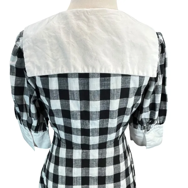 Heaven Collection Gingham Academia 3/4 Sleeve Midi A Line Button Dress‎ M - Image 6