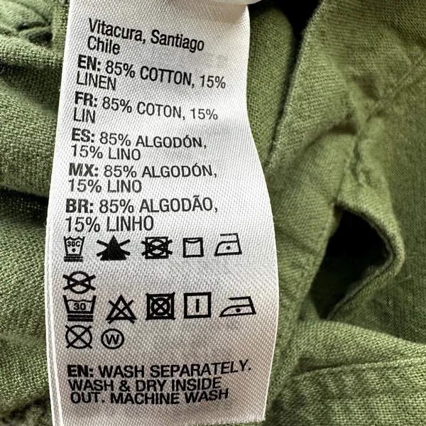 Roxy Oceanside Pants Linen Cotton Loose Straight Pockets Zip Viney Green M 30x32 - Image 4