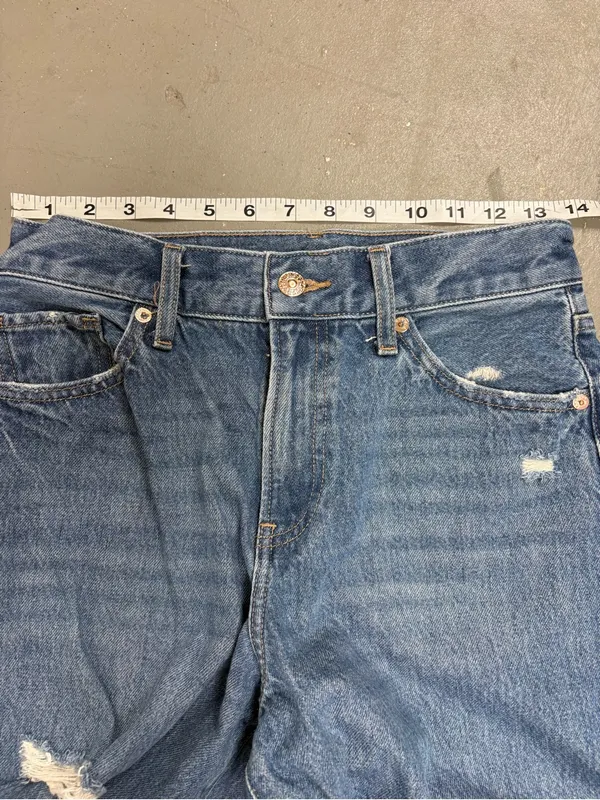 Express Distressed High Rise Wide Leg Crop Jeans Womens 2 Regular - Image 6