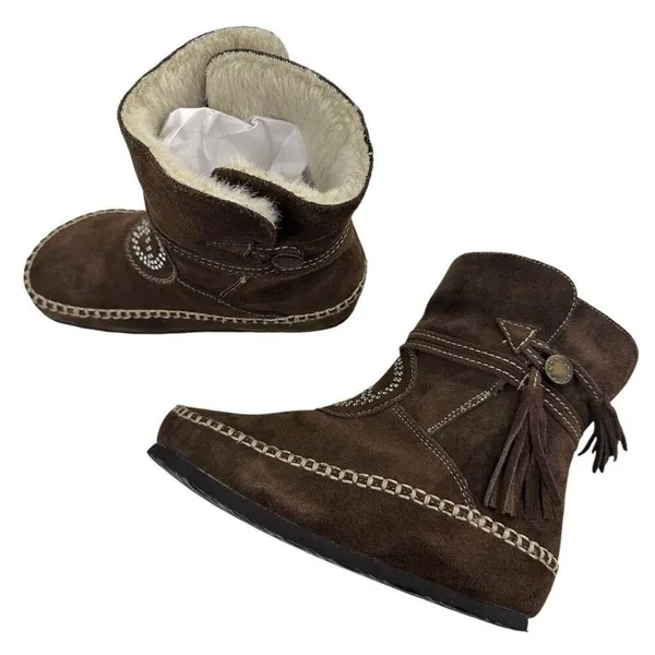 Vintage Sherpa Lined Suede Moccasin Winter Boots Women’s Size 6.5/7 - Image 10