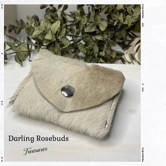 Hair on Hide Genuine Leather Card Holder with snap closure. Made in USA - Image 6