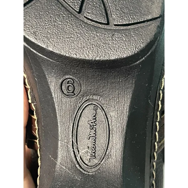 Thom McAn Casper Size 6 Black Brown Leather Wedge‎ Heel Clogs Shoes S-300 - Image 8