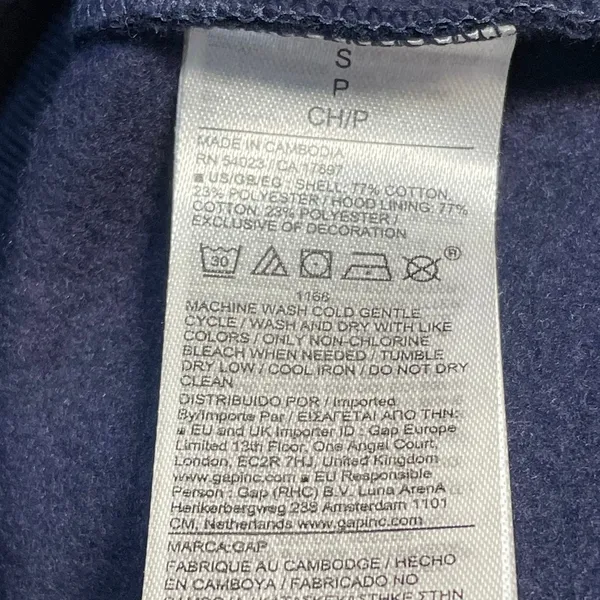 NEW Gap Women's Navy Blue Gray Logo Embroidered Hoodie Hooded Sweatshirt Size S - Image 5