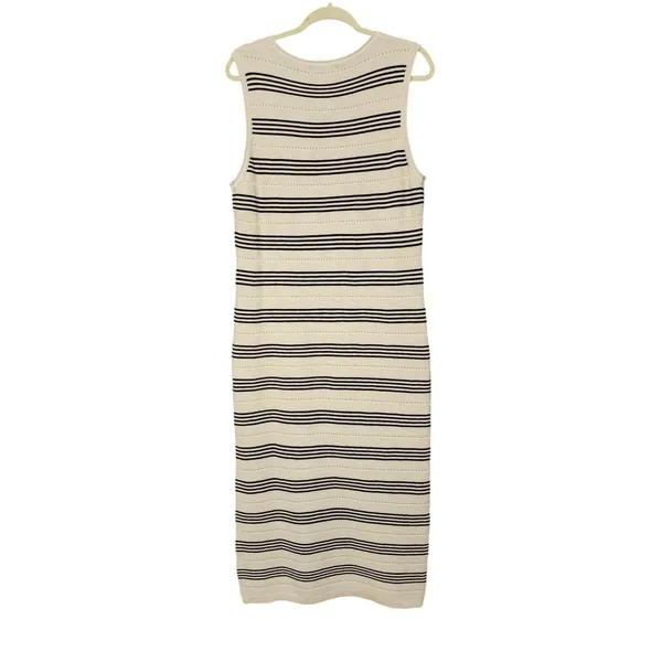 PrettyGarden Sweater Dress Womens Cream Black‎ Striped Side Slit, Large - Image 5