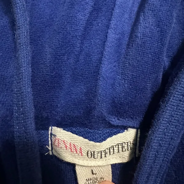 Zenana Outfitters Royal Blue Velvet Hoodie Zip Up size large - Image 4