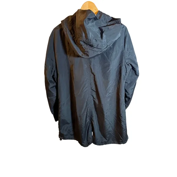 In Front Windbreaker Jacket Women's Size 2XL Black Hooded Single Breasted - Image 2