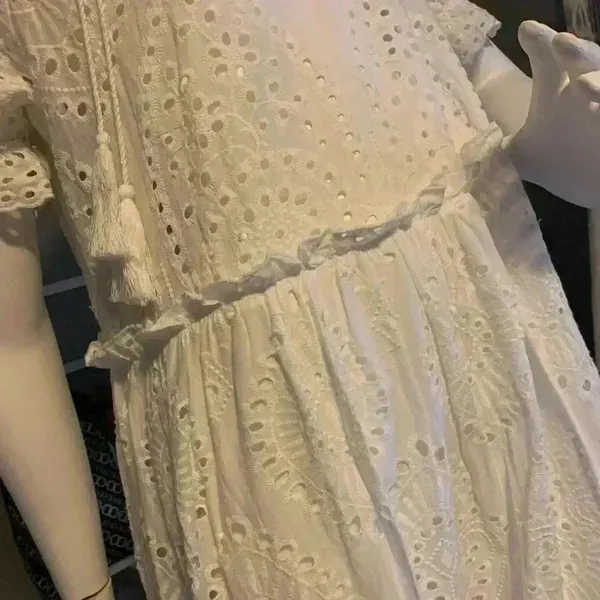 Collection by cezele 100% Cotton Eyelet Ruffle Summer Casual Dress SZ M. L-14 - Image 8