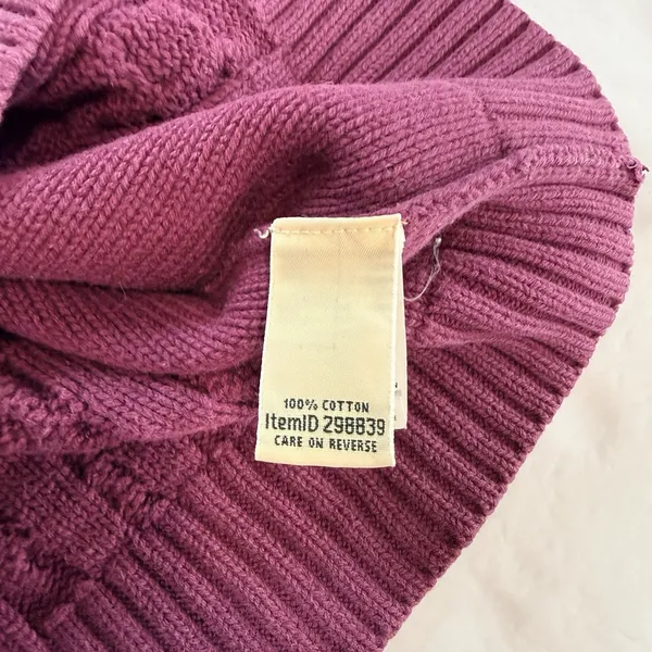 LL Bean Purple Double L Mixed Cable Cotton Crew Neck Pullover Sweater Size XS - Image 10