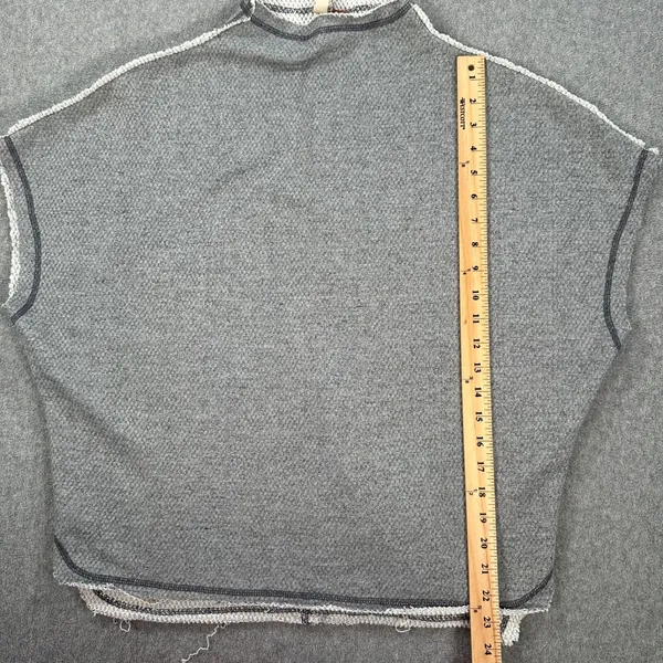 Pilcro Funnel Neck Cut Off Pullover Womens Small Gray Terry Boxy Casual Lounge - Image 5