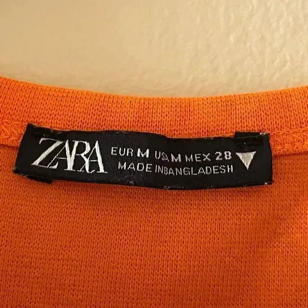 Zara Orange Short Sleeves Cropped Crewneck Basic TShirt SZ M #1706 - Image 7