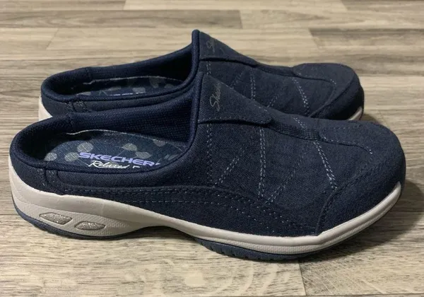 Skechers Relaxed Fit Air Cooled Memory Foam Navy Blue Flats Shoes - Image 2