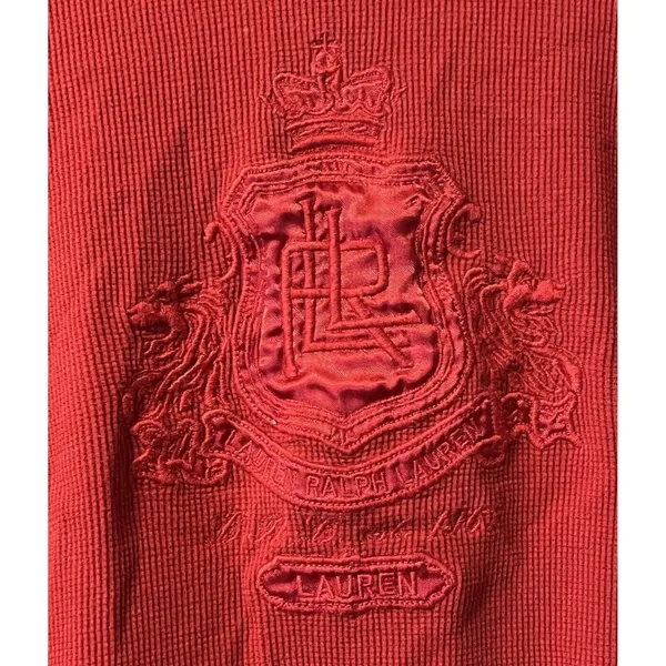 Lauren Ralph Lauren Active Sweater Women Size Measured Red Embroidred‎ 1/4 Zip - Image 10