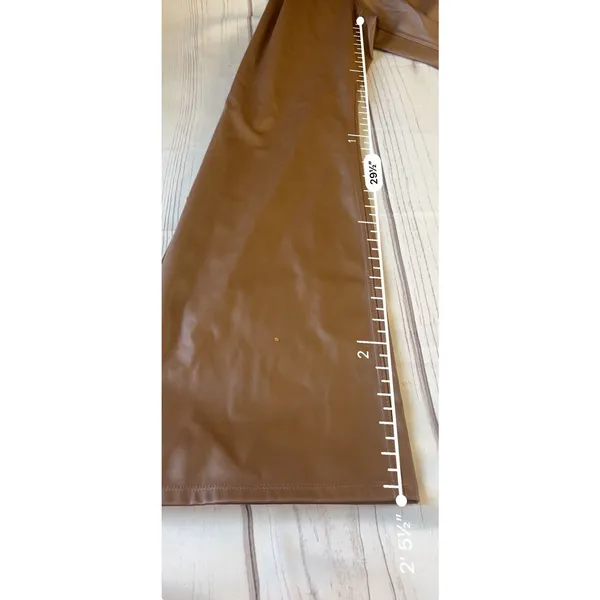 Wild Fable Low-Rise Faux Leather Flare Pants -Brown Women's 16 - Image 4