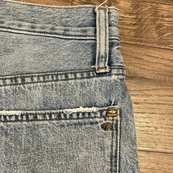 High-Rise Long Denim Shorts in Brightwater Wash - Image 7