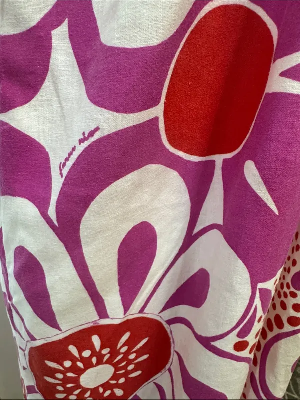 Farm Rio Maia Linen Jumpsuit Bold Floral Fuchsia & Red Size Small - Image 12
