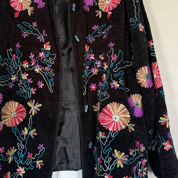 Julia Kim Floral Fully Embroidered Beautiful Blazer Jacket Vintage 90s - Image 9