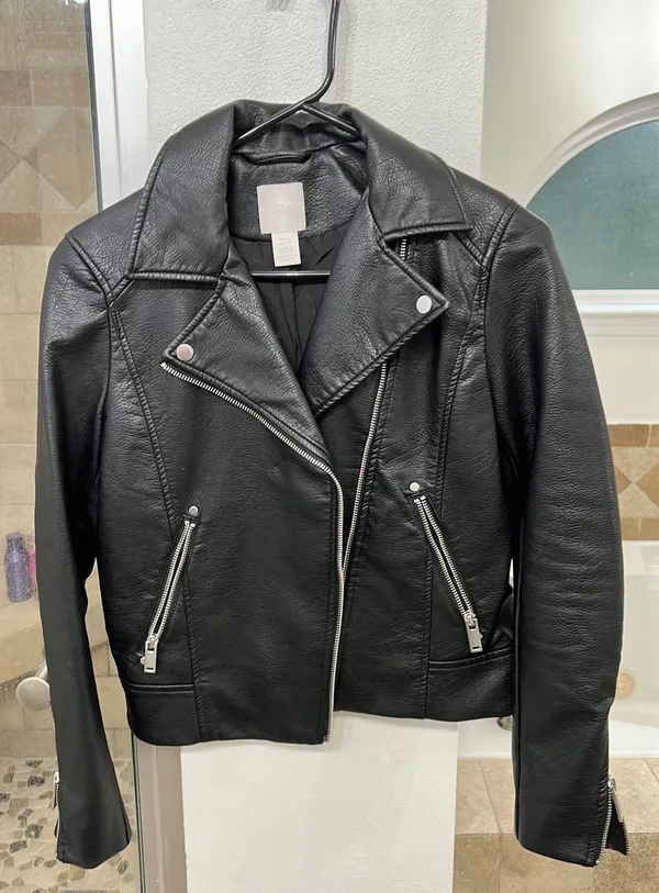 H&M Black Leather Jacket - Image 4