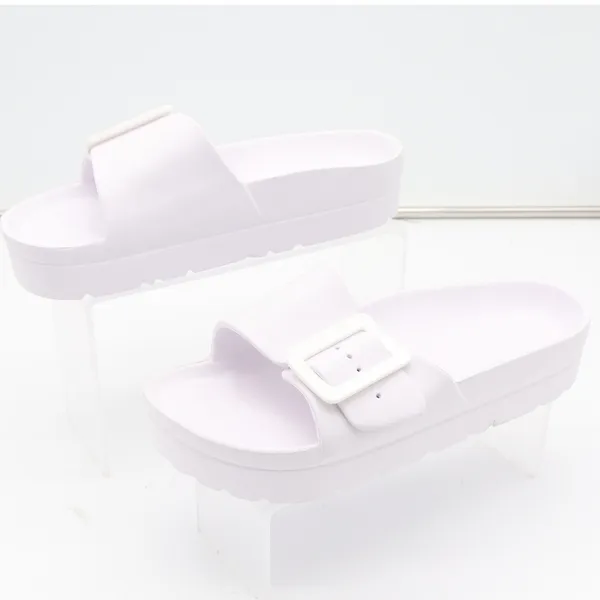 Womens White Platform Slide Sandals Chunky Buckle Strap Foam Slides Size 9 - Image 2