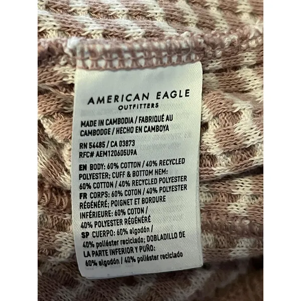 American Eagle Outfitters Sweater Womens XS Beige Waffle Knit Crewneck Pullover - Image 8