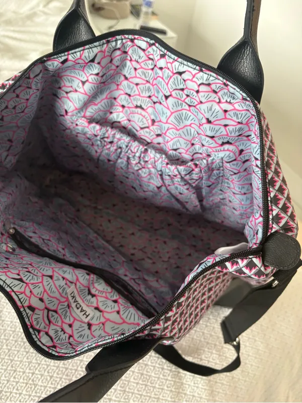 HADAKI by Kalencom Weekender Duffel Bag Pink Black Geometric Travel Shoulder - Image 3