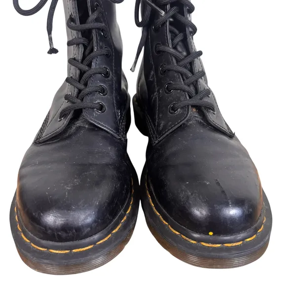 Dr. Martens 1460 Smooth Leather 8-Eye Combat Boots Black Yellow Stitching Sz 8 - Image 8