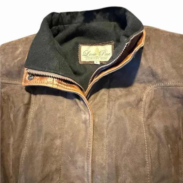 Women's Lone Pine 100% Leather Suede Lambskin Brown Field Jacket Coat Made USA - Image 16