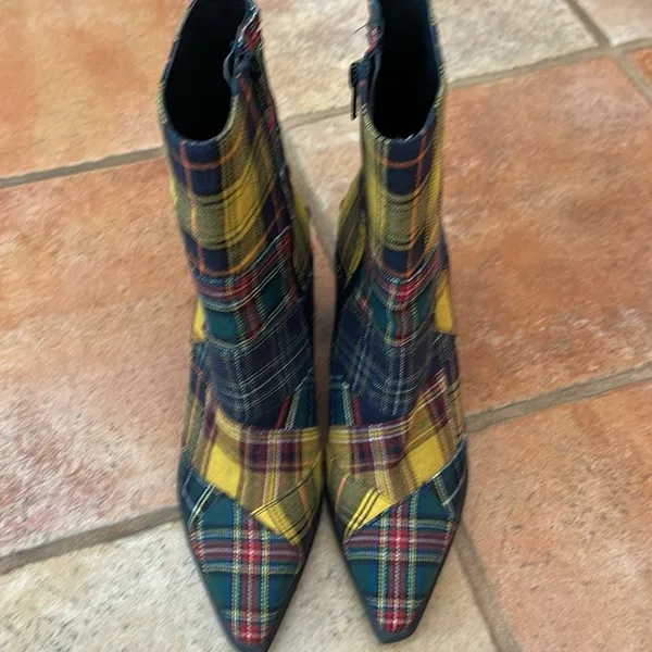 Jeffrey Campbell Siren plaid patchwork bootie size 6 - Image 5