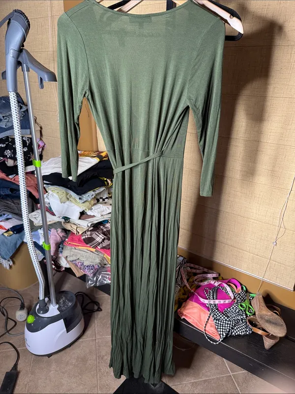NWOT Lulus Garden District Olive Green Wrap Maxi Dress Size Medium - Image 11