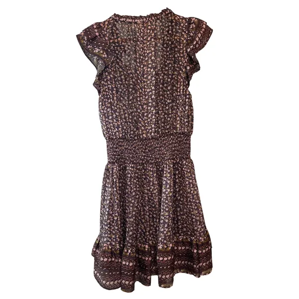 Ulla‎ Johnson Nyssa Silk Mini Dress Cocoa Burgundy Floral Size 4 - Image 4