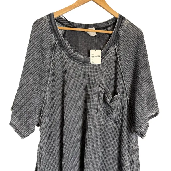 Free People We the Free Fairmont Tee Slouchy Light Thermal Short Sleeve Gray M - Image 2