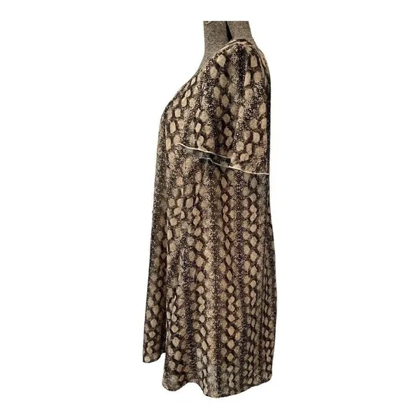 Show Me Your Mumu Shift Dress‎ Womens Medium Brown Snakeskin V-Neck Boho Animal - Image 4