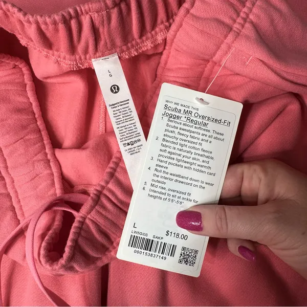 Lululemon Scuba Oversized Fit Fleece Jogger Pants Sakura Pink Large NWT - Image 10