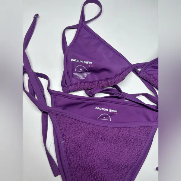 PacSun Purple Textured Triangle String Bikini - Image 3