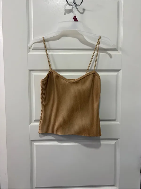 Emory Park Camel Ribbed Knit Cami Tank Top – Size small - Image 2