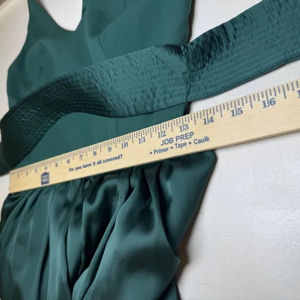 White by‎ Vera Wang Forest Green Halter V-Neck Maxi Gown Dress Size 0 - Image 7